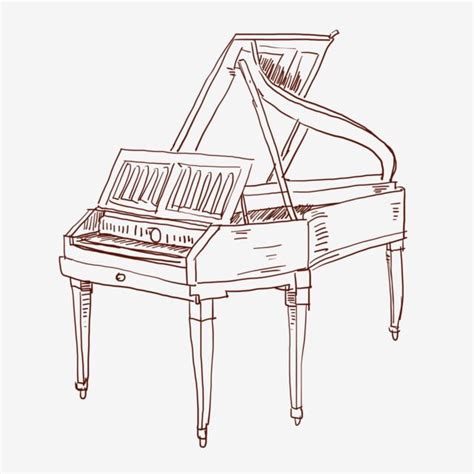 Line Drawing Piano Hand Drawn Illustration, Line Drawing Piano, Hand Painted Piano, Playing PNG ...