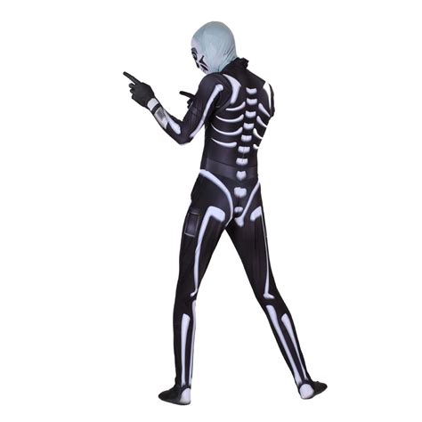 Fortnite Skull Trooper Costume Jumpsuit Cosplay Skull Trooper Mask Suit For Men - Men