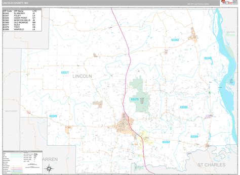 Lincoln County, MO Wall Map Premium Style by MarketMAPS - MapSales