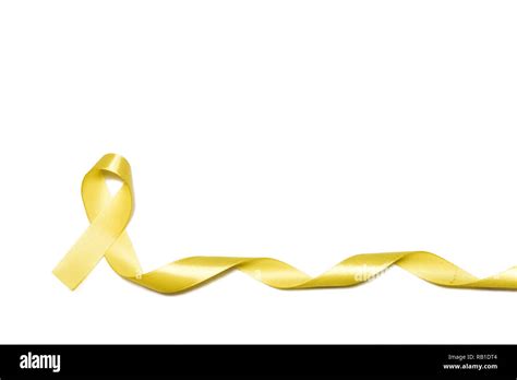 childhood gold ribbon as symbol of childhood cancer awareness isolated ...