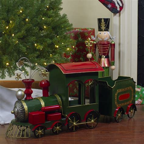 Northlight 34" Green Red and Gold Metal Train Figurine Tabletop ...