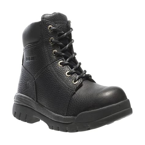 Wolverine Men's Black Leather Slip-Resistant Soft Toe Work Boots W04736 ...