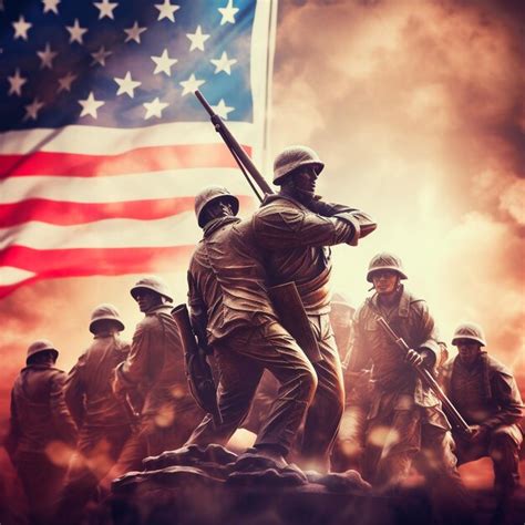 Premium AI Image | Veterans Day tribute American flag statue and bright ...