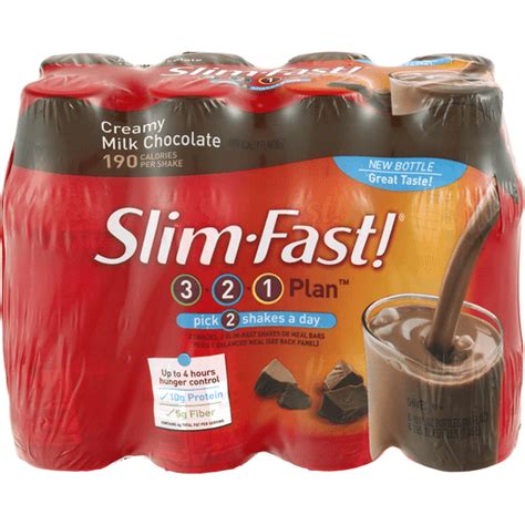 Slim-Fast! 3-2-1 Plan Creamy Milk Chocolate Shakes - 8 CT | Ready to Drink | Festival Foods Shopping