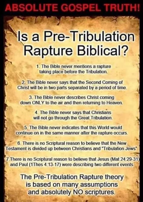 ABSOLUTE GOSPEL TRUTH! \Is a Pre-Tribulation Rapture Biblical? 1. The ...