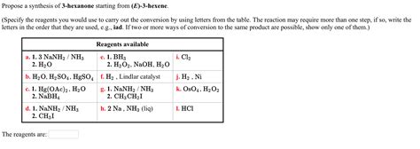 Solved Propose a synthesis of 3-hexanone starting from | Chegg.com