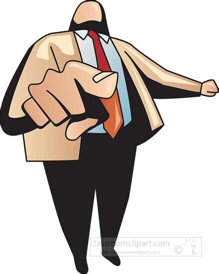 Business Clipart-a man in a suit and tie pointing at something