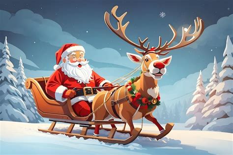 Premium AI Image | Beautiful Santa Claus in Cartoon funny style Deer ...