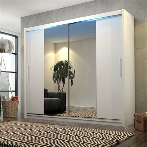 BIG STYLISH SLIDING WARDROBE 204cm !! BIG MIRRORS !! LED !! MANY ...