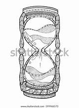 Hourglass Coloring Book Vector Illustration Black De Stock  sketch template