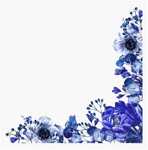 Blue Flower Corner Png, Transparent Png - kindpng