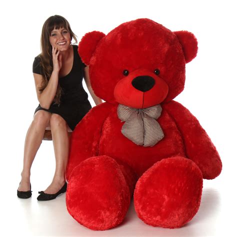 Bright Cuddles 72" Life Size Red Plush Teddy Bear - Giant Teddy Bear