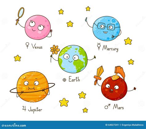 Set of Cute Cartoon Planets Stock Vector - Illustration of design ...