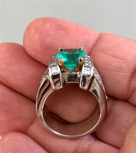 Extra Fine Estate Natural Colombian Emerald & Diamond Ring 18K BIG – EmeraldsMaravellous