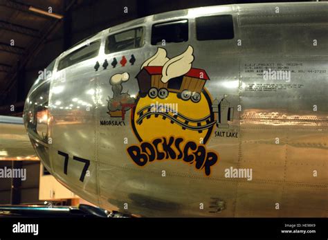 DAYTON, Ohio -- Boeing B-29 Superfortress "Bockscar" on display in the ...