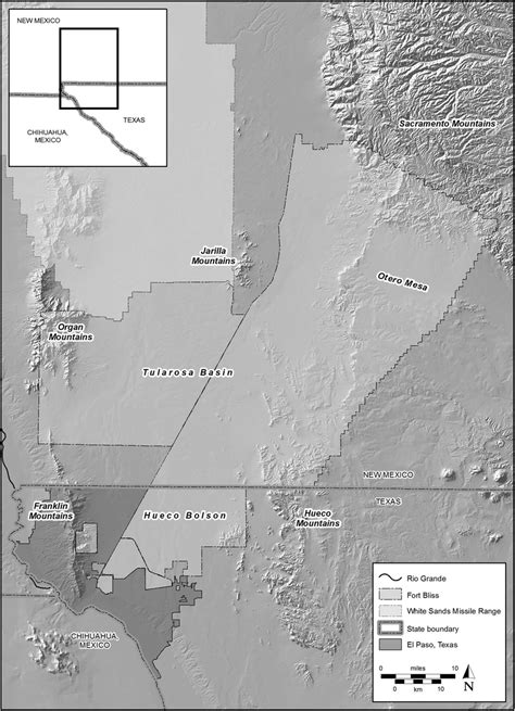 Map of Fort Bliss, Texas, and the southern end of the White Sands... | Download Scientific Diagram