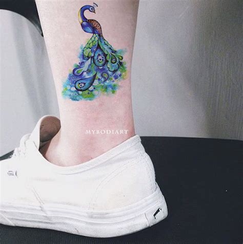 Watercolor Peacock Temporary Tattoo – MyBodiArt