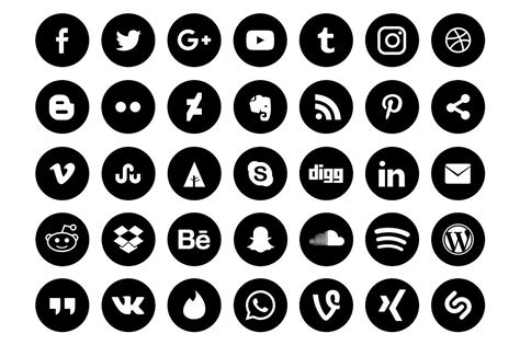 500 Flat Social Media Icons Pack #Black#White#Border#Shape