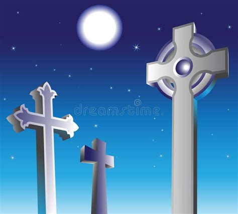 Graveyard at night stock vector. Illustration of mysterious - 6201040