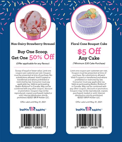 Baskin Robbins Canada New Coupons: BOGO 50% Off Scoops + $5 off any Cake - Canadian Freebies ...