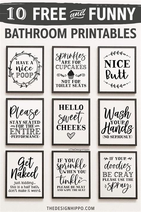 Free Bathroom Decor Printables - Set Of 10 Funny Quotes | Bathroom ...