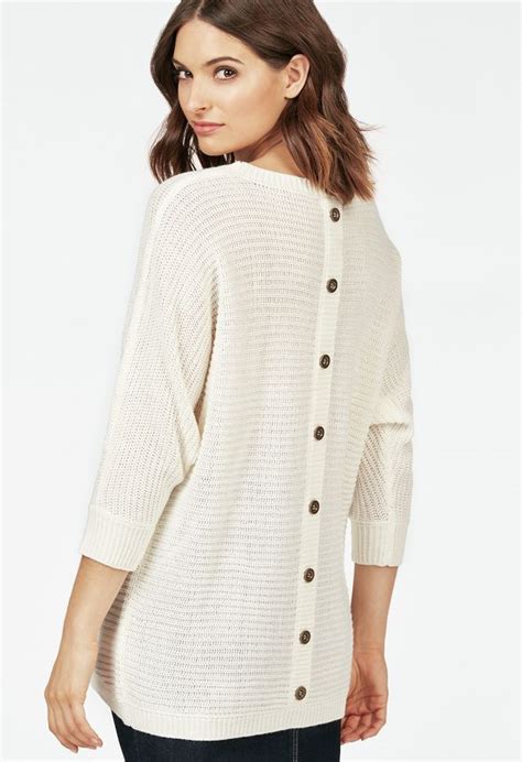 Button Back Sweater in WINTER WHITE - Get great deals at JustFab