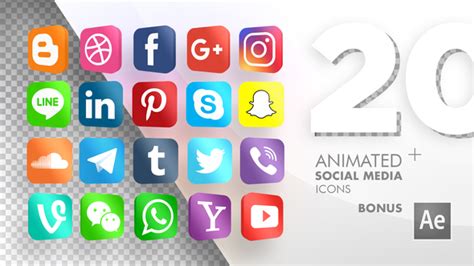 20 Animated Social Media Icons, Motion Graphics | VideoHive