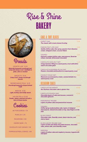 Free Custom Bakery Menu Templates - MustHaveMenus