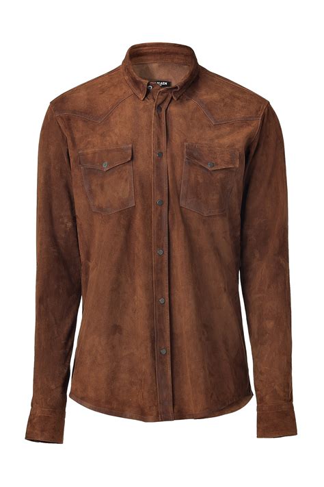 Balmain Brown Suede Cowboy Shirt in Brown for Men | Lyst