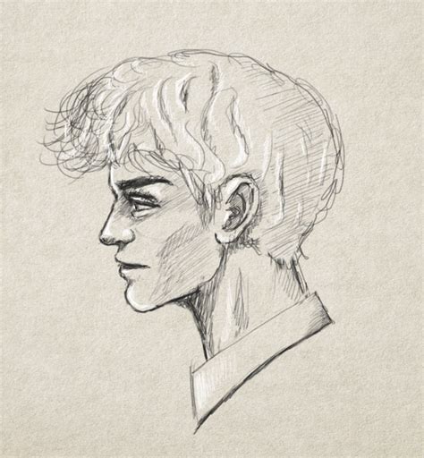 man head drawing side view hairstyle | Side view drawing, Human figure ...