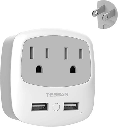 Amazon.com: TESSAN US to Japan Plug Adapter, 2 Prong to 3 Prong Outlet ...