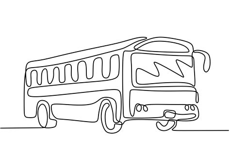 One line drawing of school bus. Regularly used to transport students ...