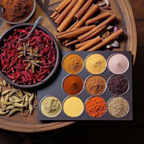 Premium AI Image | Photo various spices with various colors in color palette