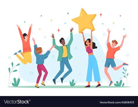 Happy people celebrate success achievement Vector Image