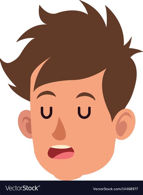 Cartoon head boy child close eyes Royalty Free Vector Image