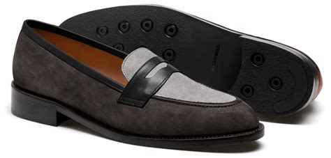 Penny Loafers - grey & brown waxed leather & leather