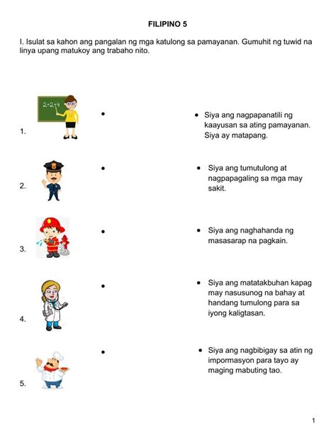 Katulong sa Pamayanan QUIZ worksheet | Grammar lessons, Formative assessment, Learning tools