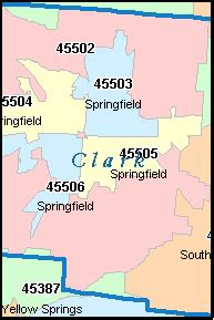 SPRINGFIELD Ohio, OH ZIP Code Map Downloads