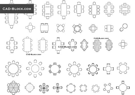 Dining room sets AutoCAD drawings