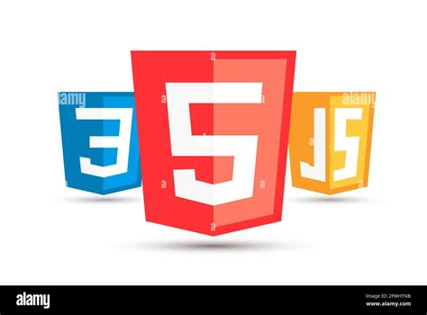 HTML5 CSS3 JS icon set. Web development logo icon set of html, css and javascript, programming ...