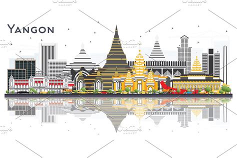 Yangon Skyline | Pre-Designed Illustrator Graphics ~ Creative Market