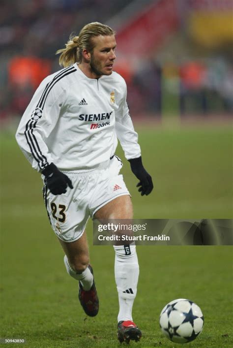 David Beckham of Real Madrid in action during the UEFA Champions ...