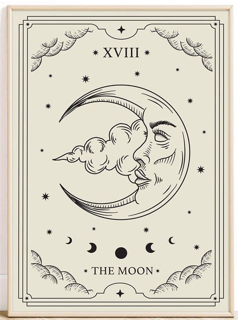 Sun And Moon Tarot, The Moon Tarot Card, Tarot Card Tattoo, Inkjet ...