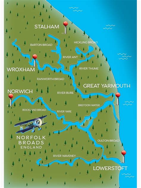 "Norfolk Broads navigation map" Poster for Sale by vectorwebstore | Redbubble