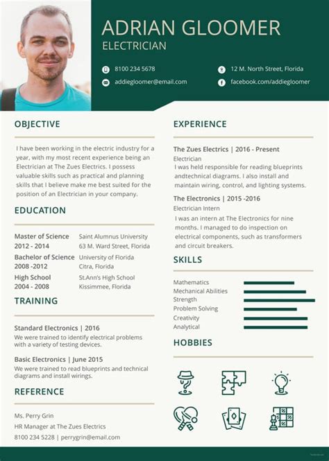 Electrician Resume Template - 12+ Word, Excel, PDF Documents Download ...