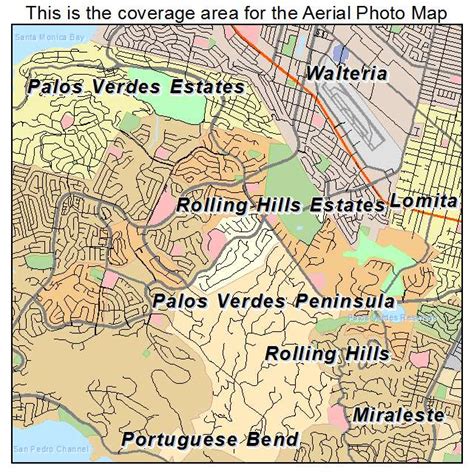 Aerial Photography Map of Rolling Hills Estates, CA California