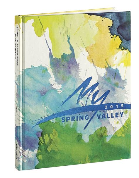 the spring valley calendar is shown in blue and green watercolors on a ...