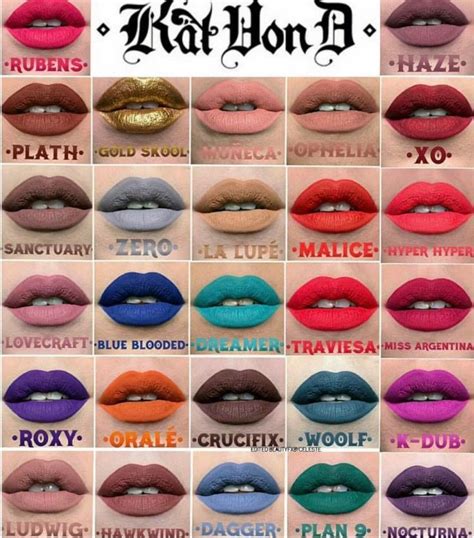 All of Kat Von Ds new 2017 Everlasting Liquid Lipstick Shades . Thought I'd share since I couldn ...