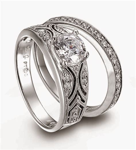 Matching Hand Engraved Wedding Ring Sets Model