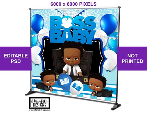 Boss Baby Boy Backdrop Banner Blue Boss Baby Backdrop | Etsy